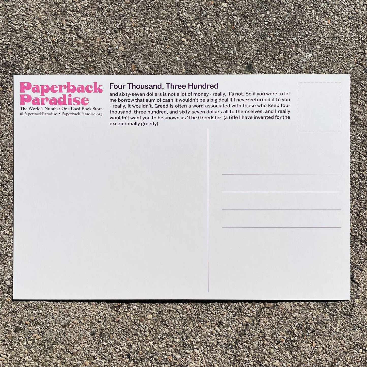 Paperback Paradise - Can I Borrow Four Thousand, Three Hundred... Postcard