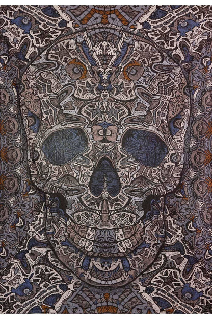 Sunshine Joy - Grey Skull Tapestry Dorm Hippie Gray Tapestries Packaged