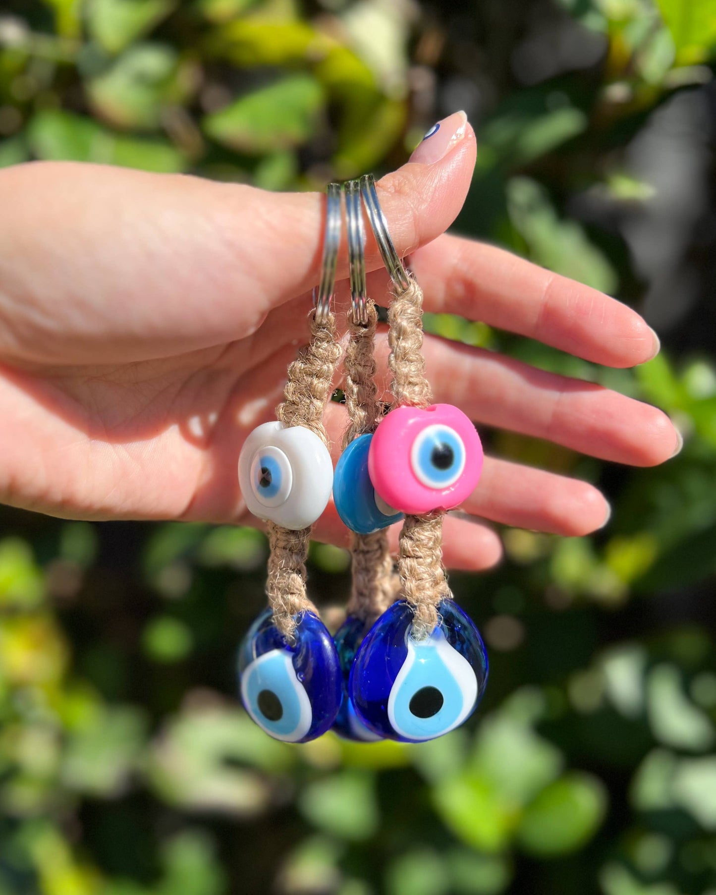 Umays Boho - Macrame Keychain with Glass Evil Eye, Boho Keychain