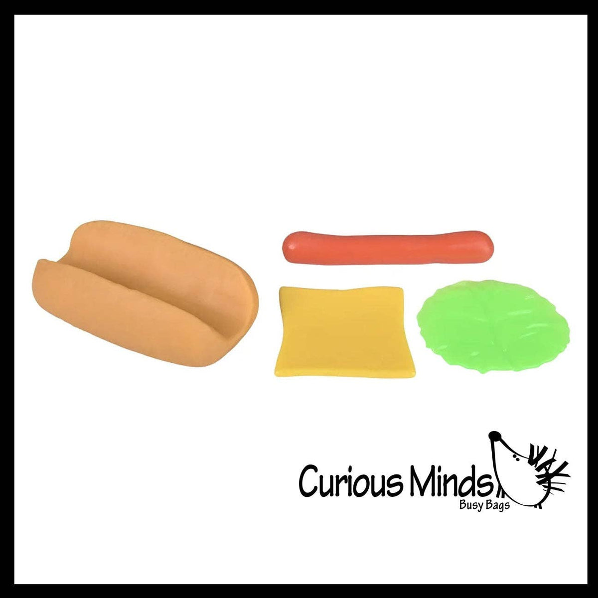Curious Minds Toys - Stretchy and Squishy Hotdog Stress Ball - Doh Filled Buns and Stretchy Toppings