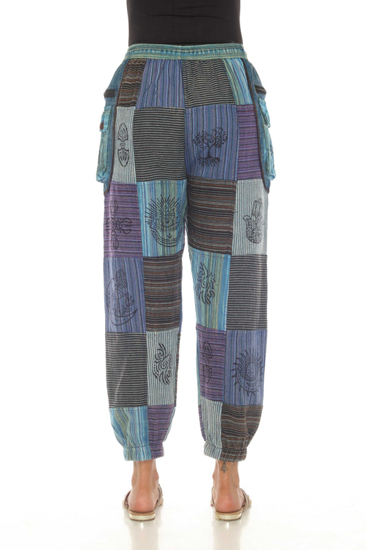 Rising International Inc - Cotton Multi Patch Zip Pocket Blue Sky Yoga Pant D892