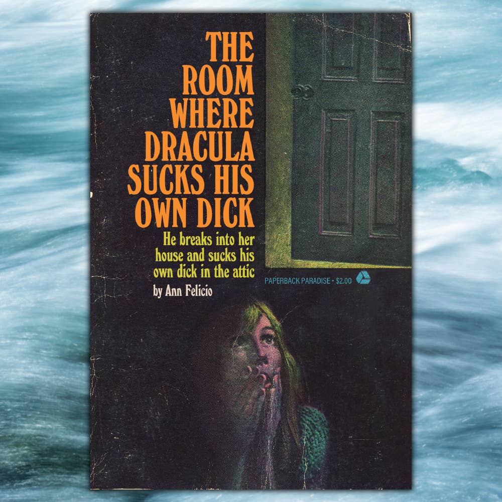 Paperback Paradise - The Room Where Dracula Sucks His Own D*ck Postcard