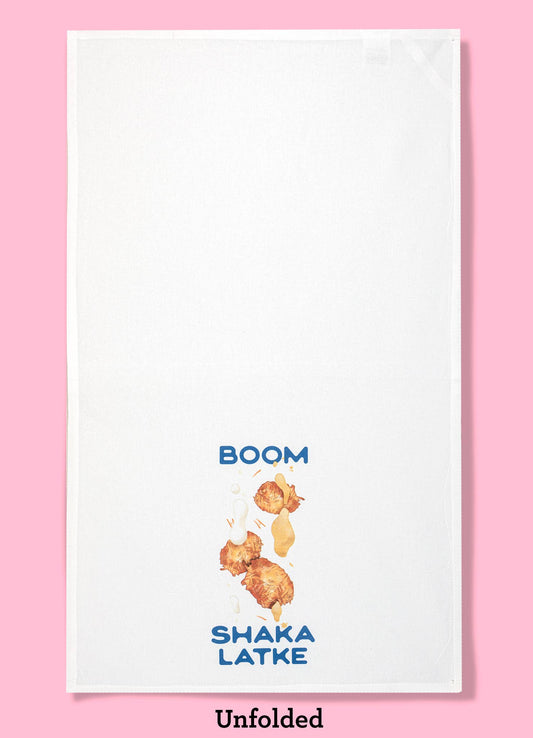 Boom Shaka Latke  Hanukkah kitchen towel   dishtowel