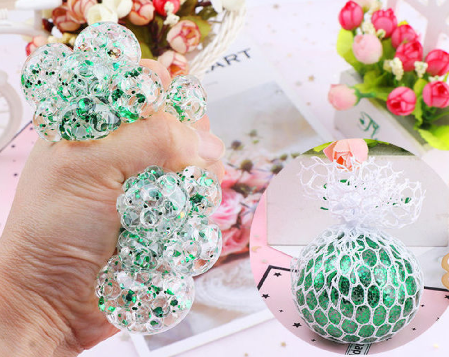 Glitter colorful Ball Squishy Squeeze Toy Fidget Toy
