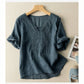 Ekartini - Linen Embroidered V-Neck Shirt