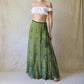 Ekartini - Vintage Boho Split Skirt With Patchwork And Frayed Hem