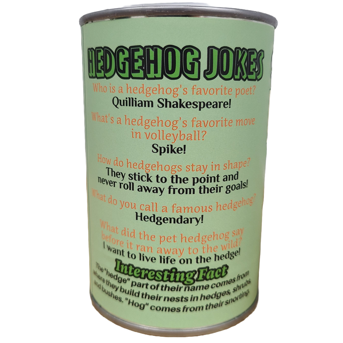 Canned Hedgehog | Stuffed Animal Plush w/Funny Jokes