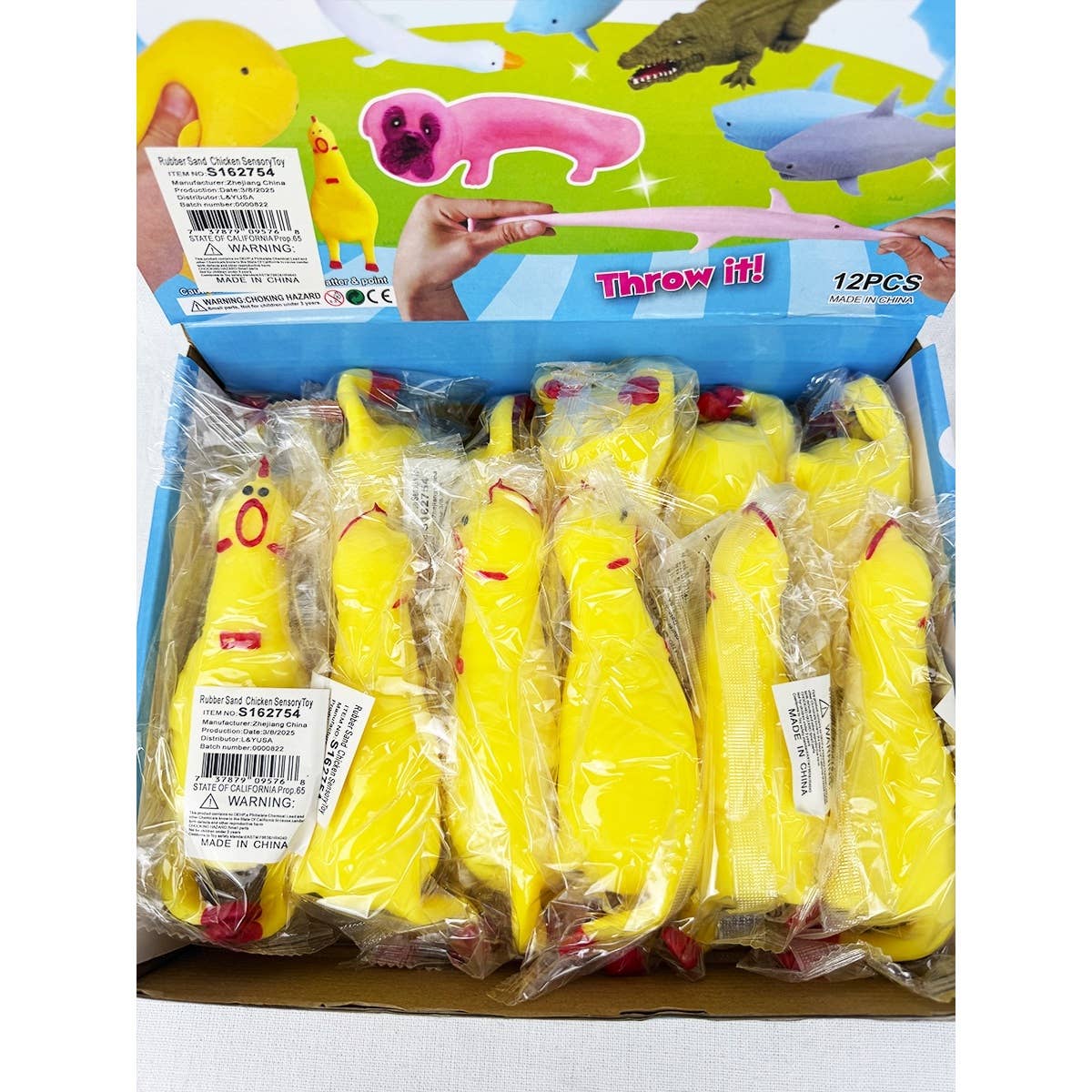 Stretchy Glue Sand Filled Rubber Chicken Squish 1PC