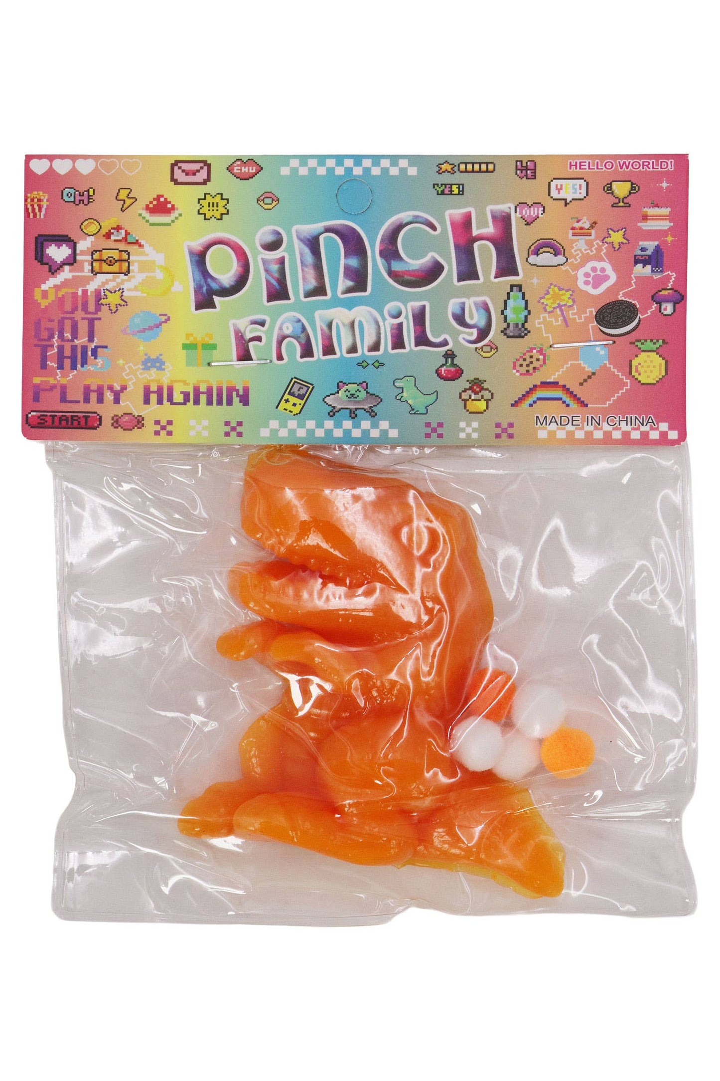 T-rex Dinosaur Sticky Mochi Pom Pom Squishy Bag 1PC