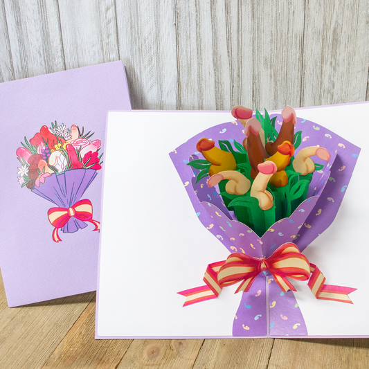 Bouquet of Dicks Funny 3D Pop-Up Surprise Greeting Card