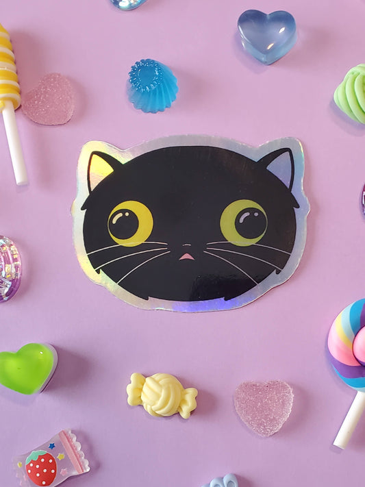 Vinyl Sticker | Wednesday Void Cat Stare Holo Sticker
