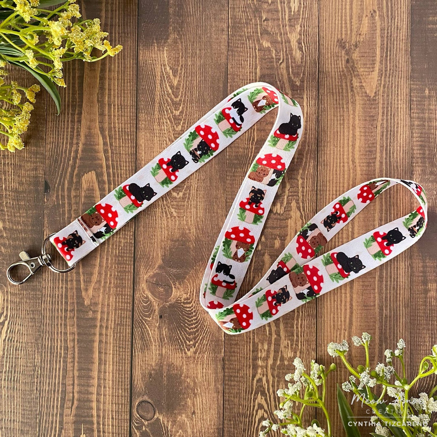 Mushroom Cats Lanyard