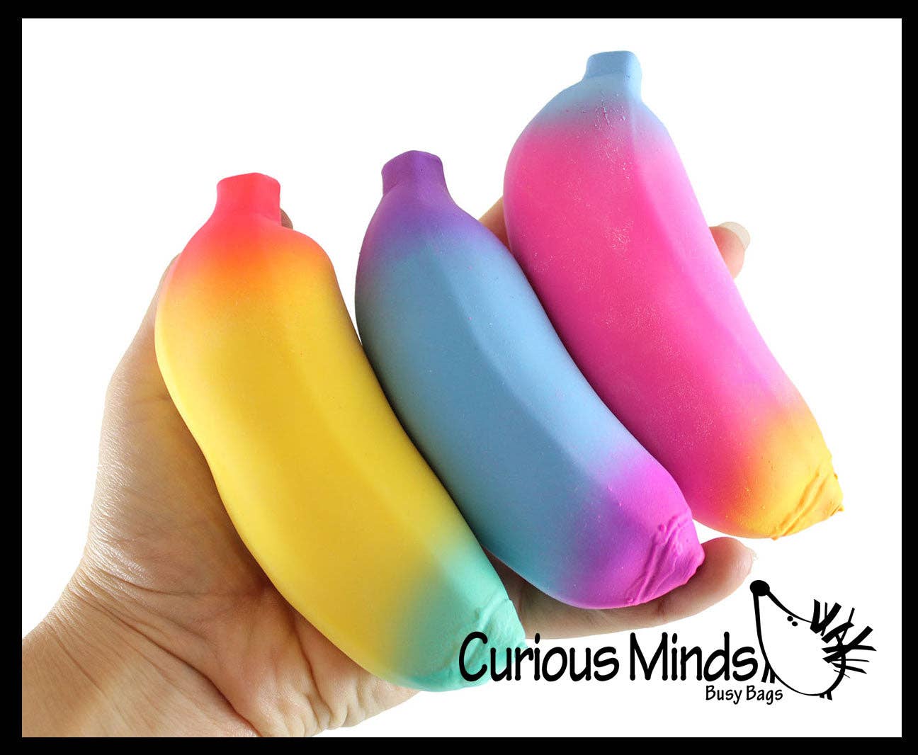1 Random Rainbow Colored Squishy Sand Banana Toy