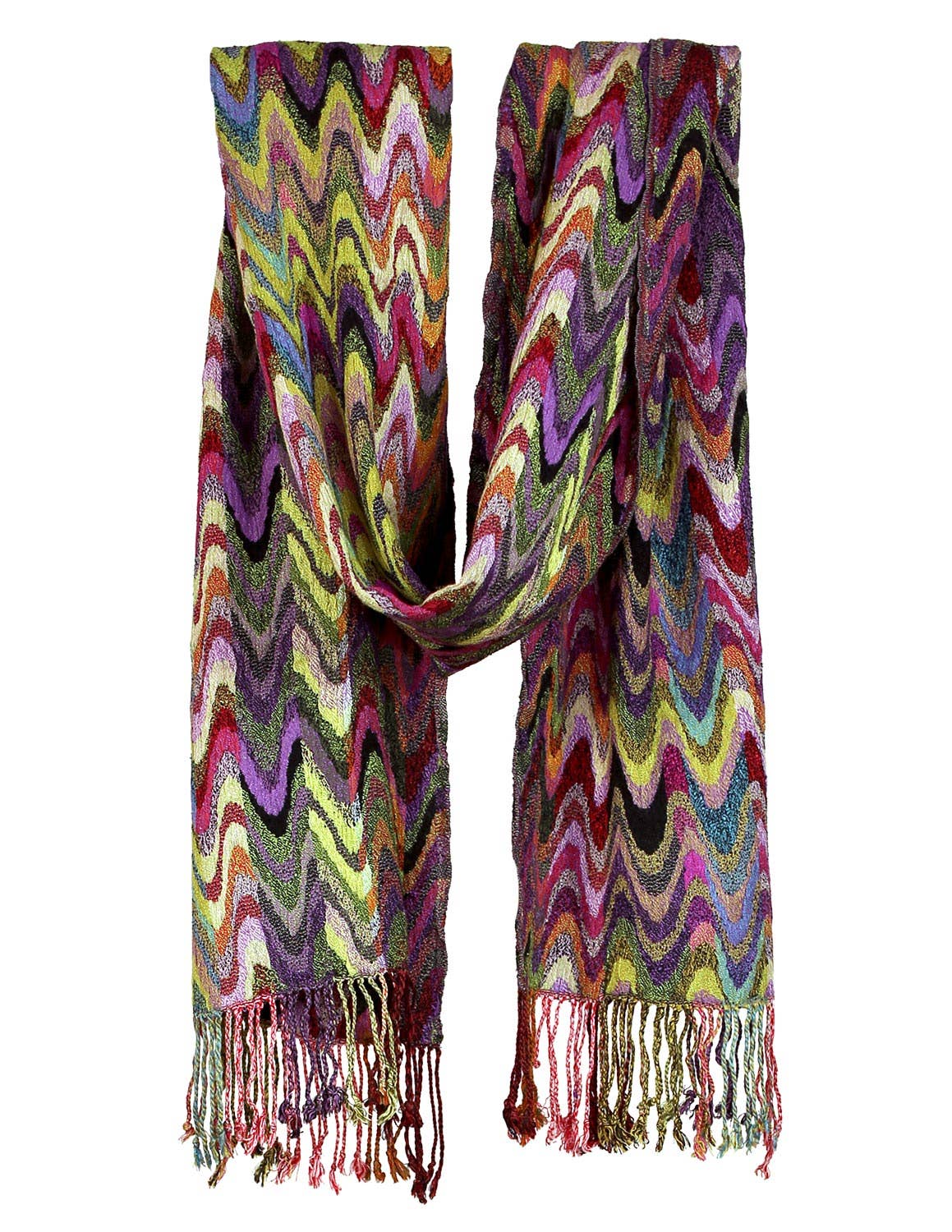 Sunshine Joy - Zig Zag Soul Scarf – Multi-Colored Long Scarf, 100% Viscose