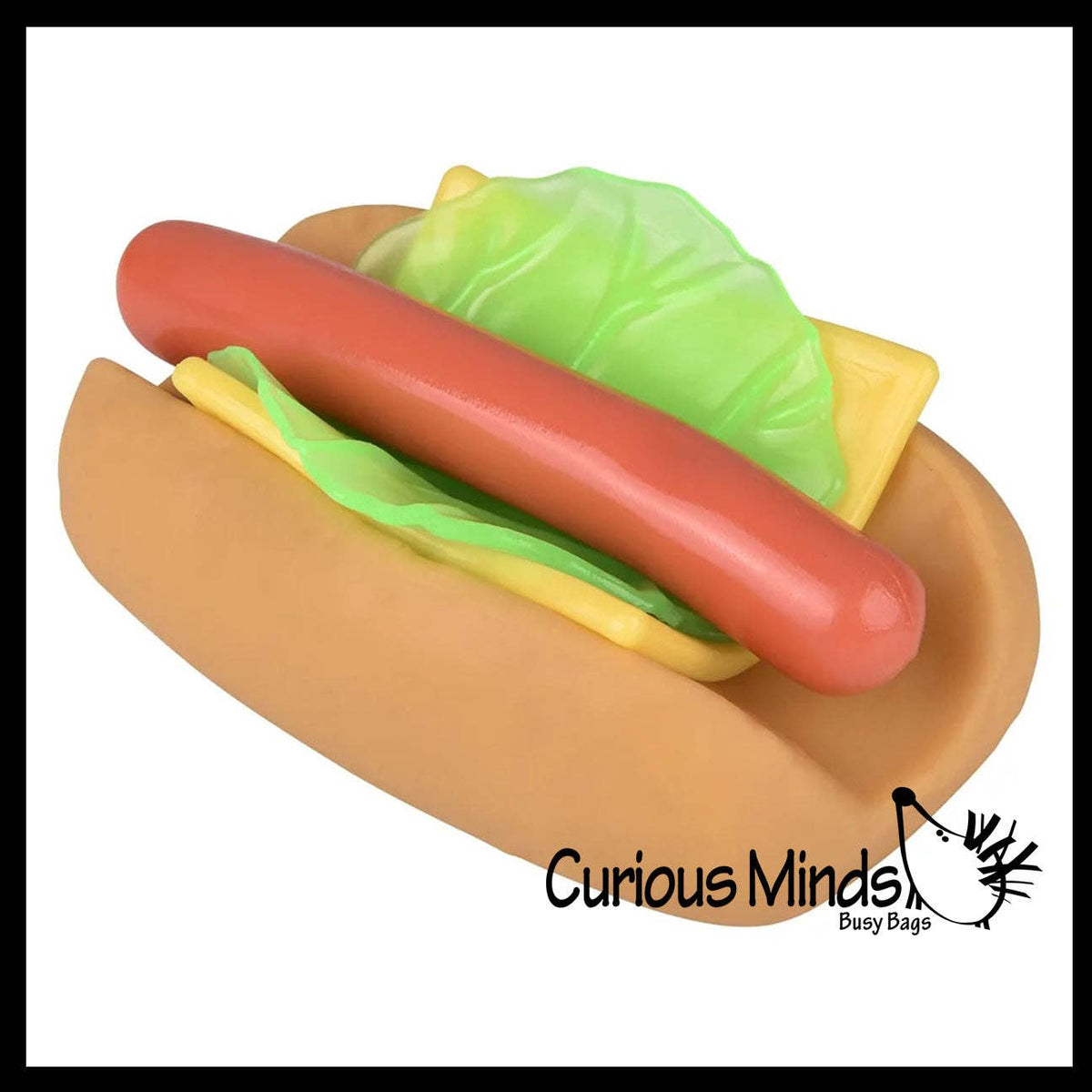 Curious Minds Toys - Stretchy and Squishy Hotdog Stress Ball - Doh Filled Buns and Stretchy Toppings