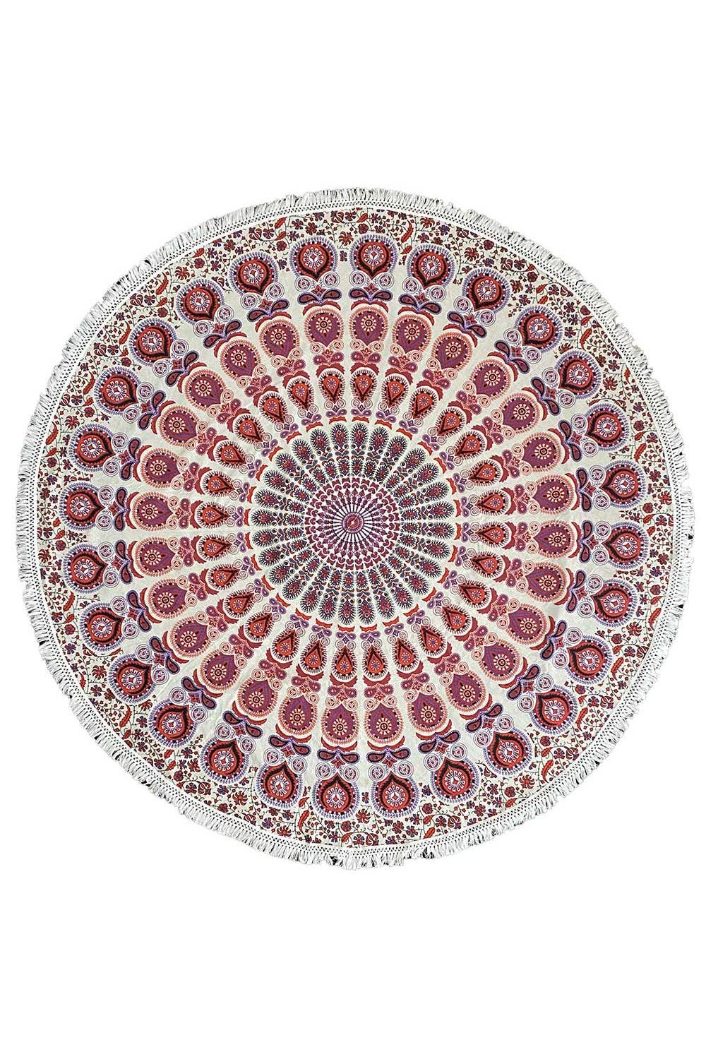 Sunshine Joy - Tablecloth Tapestry Round Purple/red Mandala
