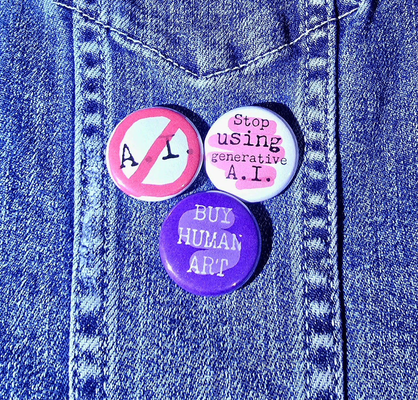 Femmearchist - Stop Using AI Set of One Inch Buttons