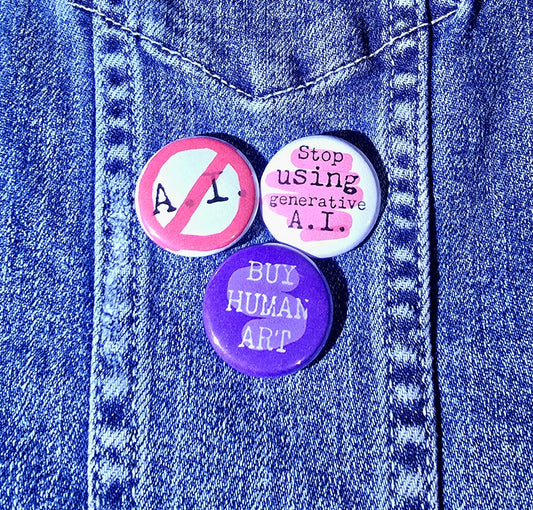 Stop Using AI Set of 3 One Inch Buttons