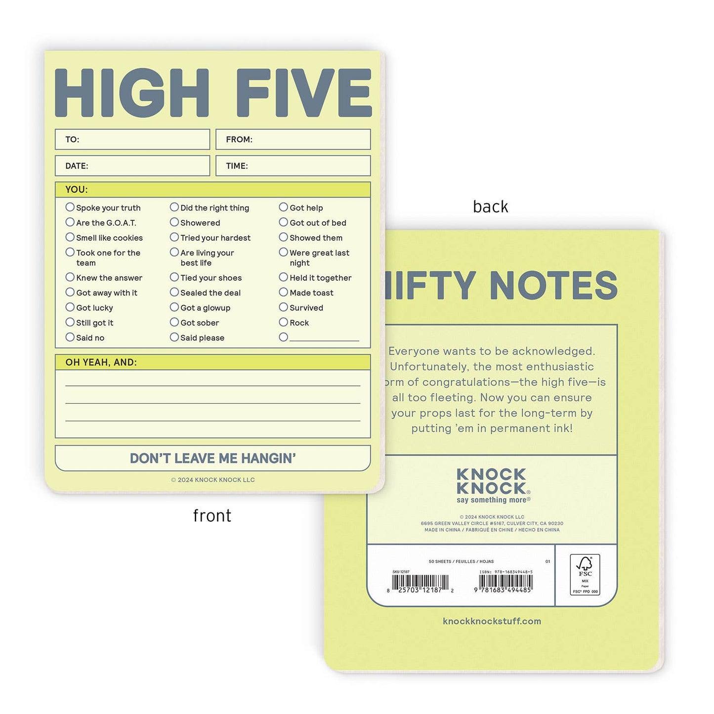 High Five Nifty Note Pad (Pastel Version)