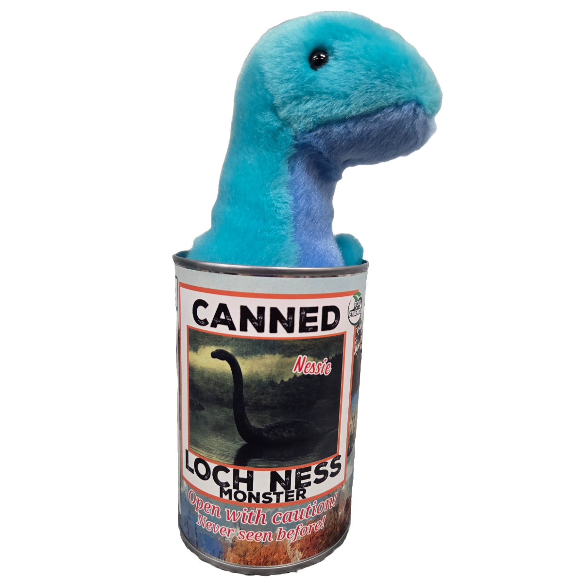 Canned Loch Ness Monster | Stuffed Plush in a Can