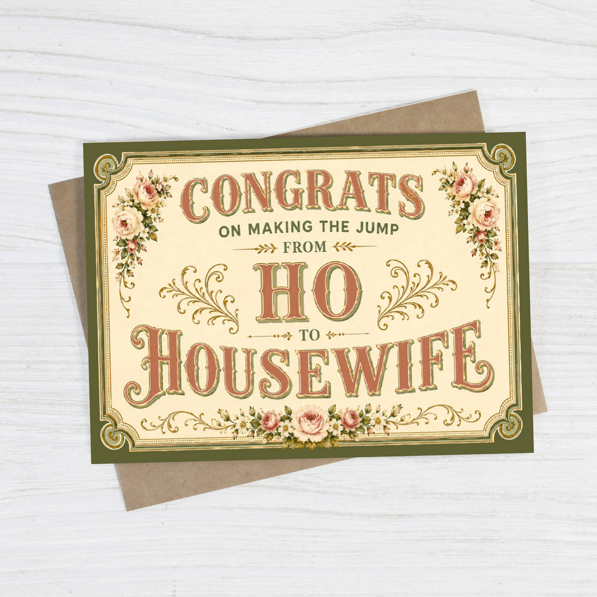 Bad Betty Greeting Co. - Ho to Housewife - Funny Wedding Card