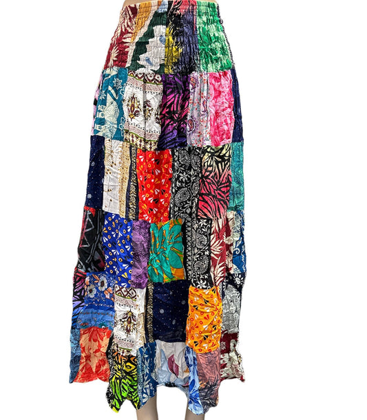 Rising International Inc - Cotton Multi Color Patchwork Floral Skirts KTB426