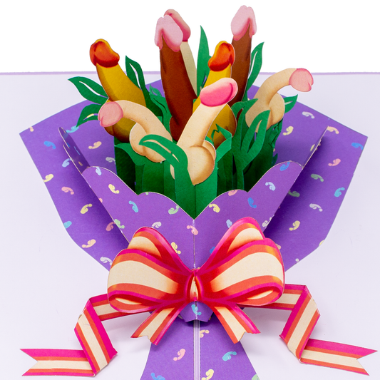 Bouquet of Dicks Funny 3D Pop-Up Surprise Greeting Card
