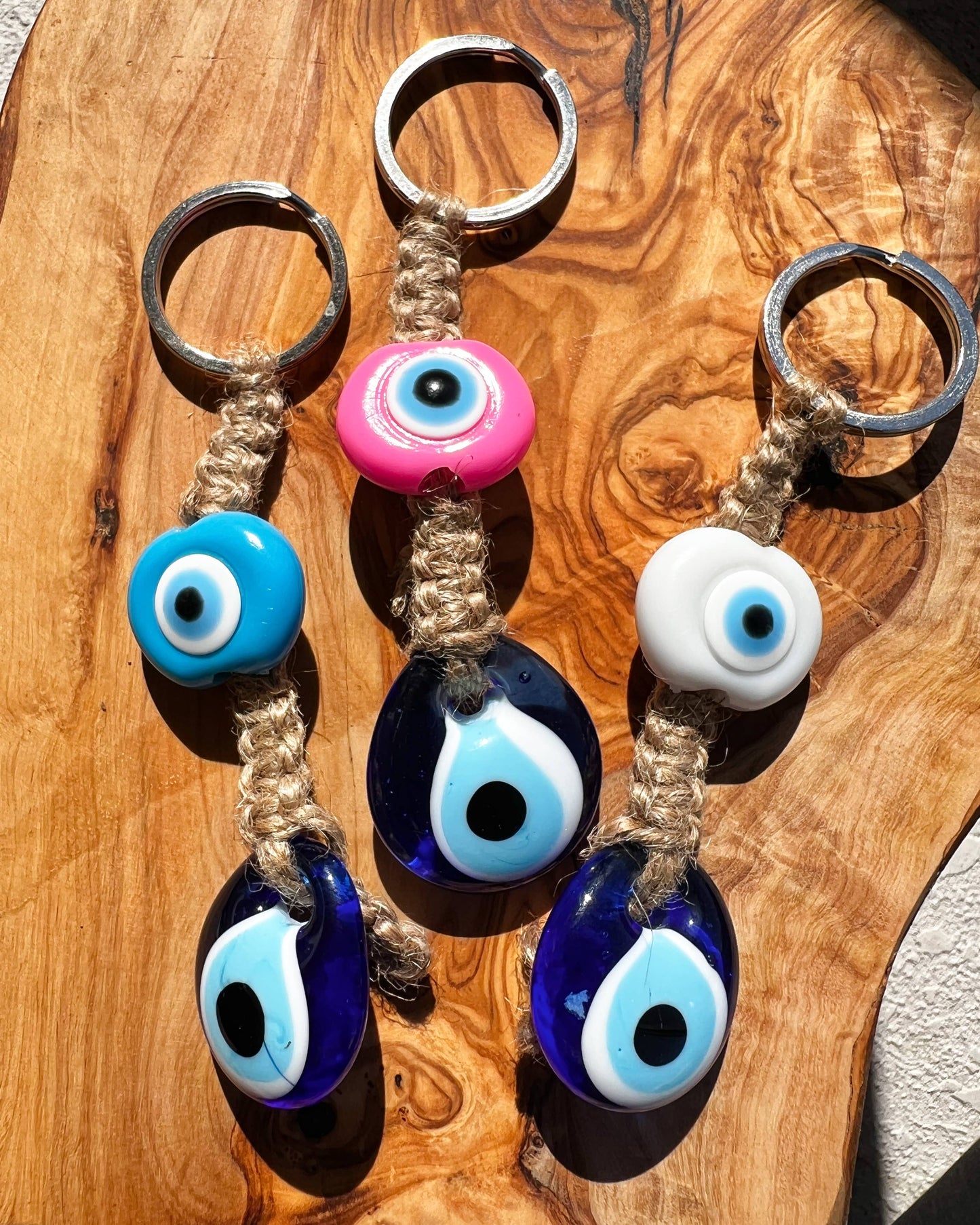 Umays Boho - Macrame Keychain with Glass Evil Eye, Boho Keychain