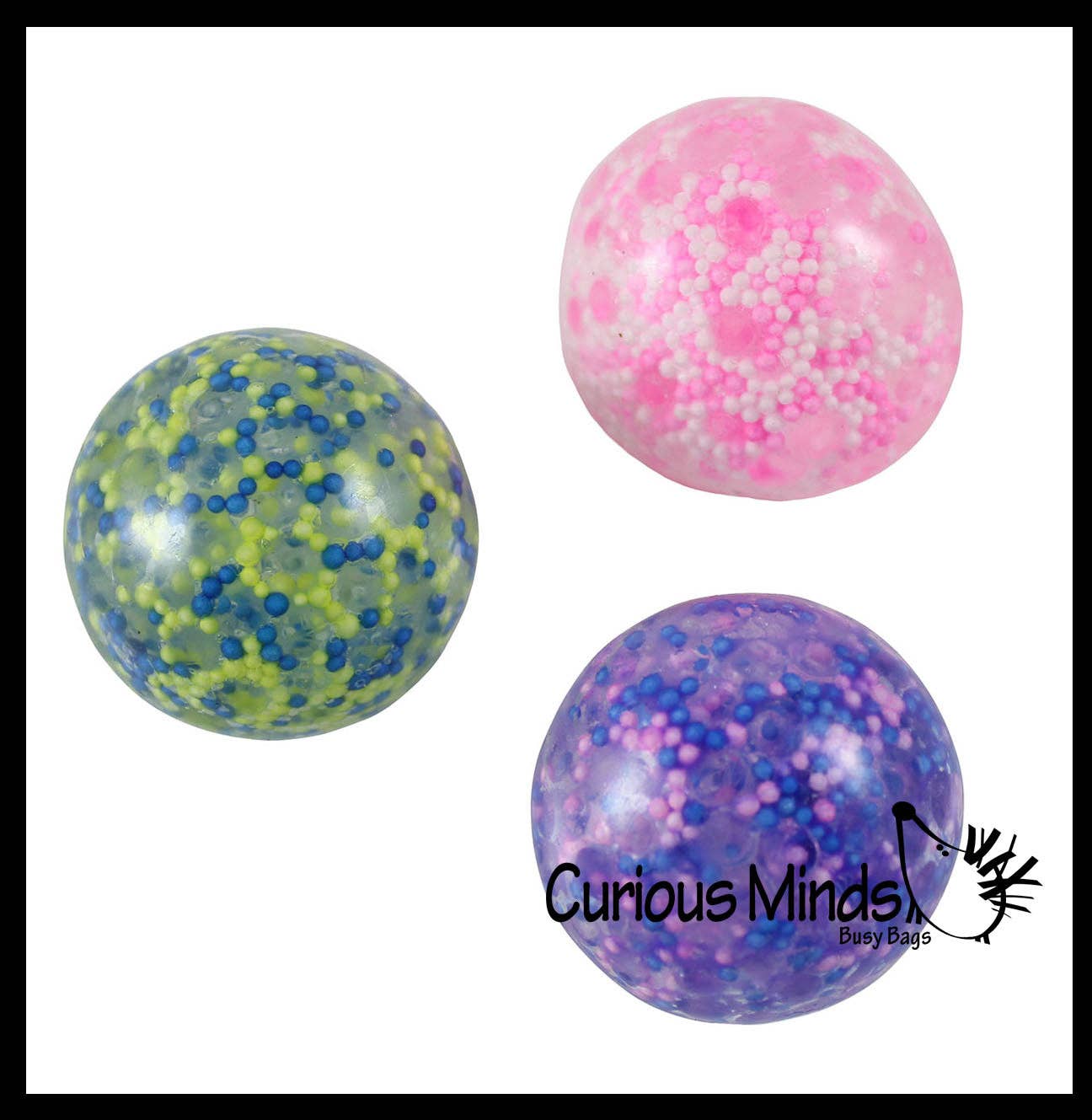Small 1.5" Confetti Bead Ball Set with Thick Gel.  1 Set