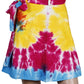 Sunshine Joy - Short Wrap Skirt With Zip Pocket Rainbow Tie Dye