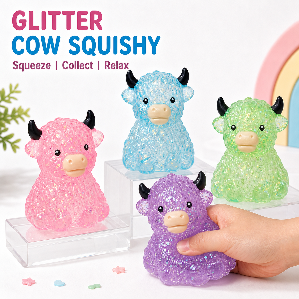 Eagle Crest Industries Inc. - Glitter Cow Squishy Stress Toy