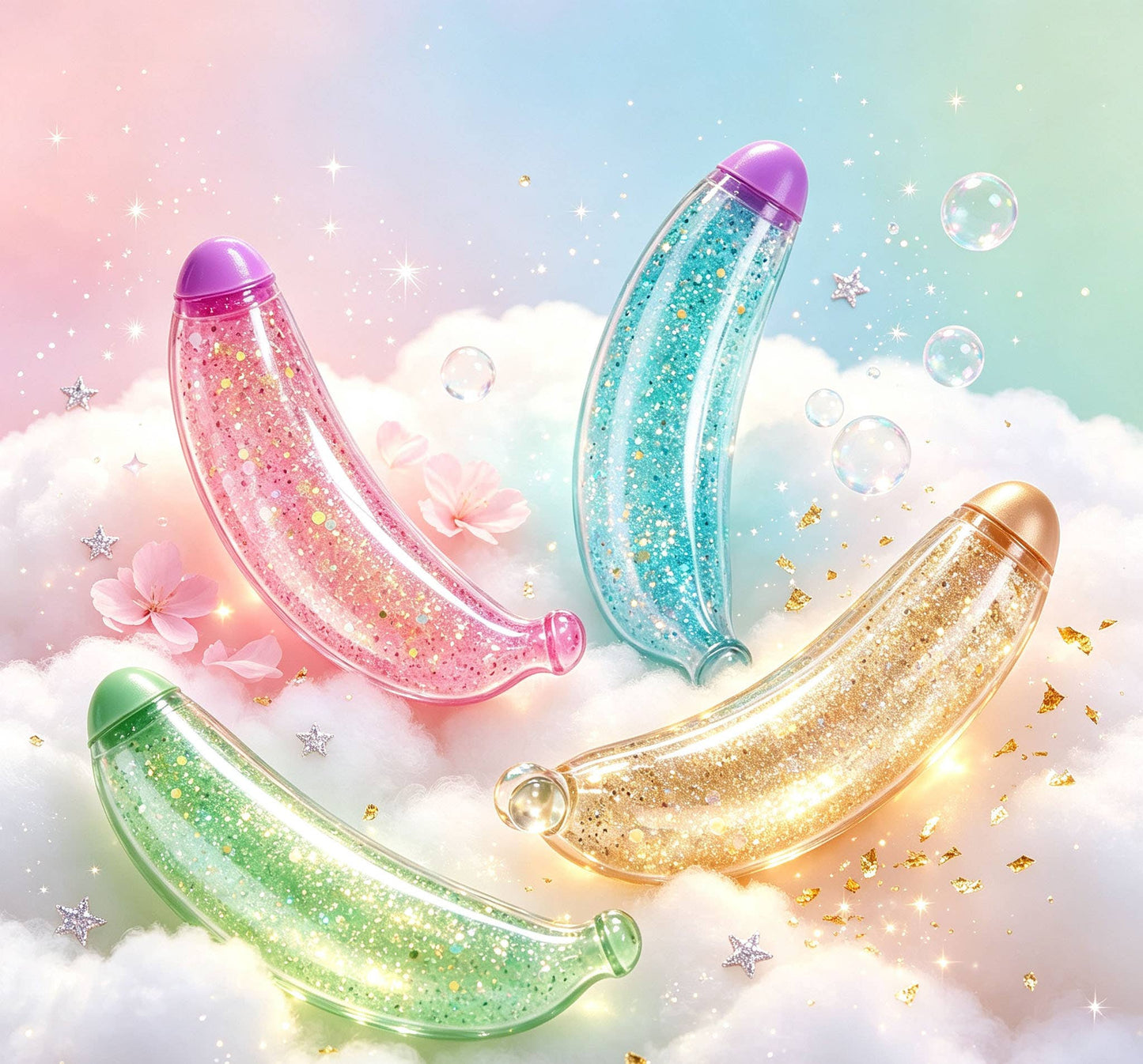 Eagle Crest Industries Inc. - Glitter Banana TPR Squishy Stress Relief Fidget Toy