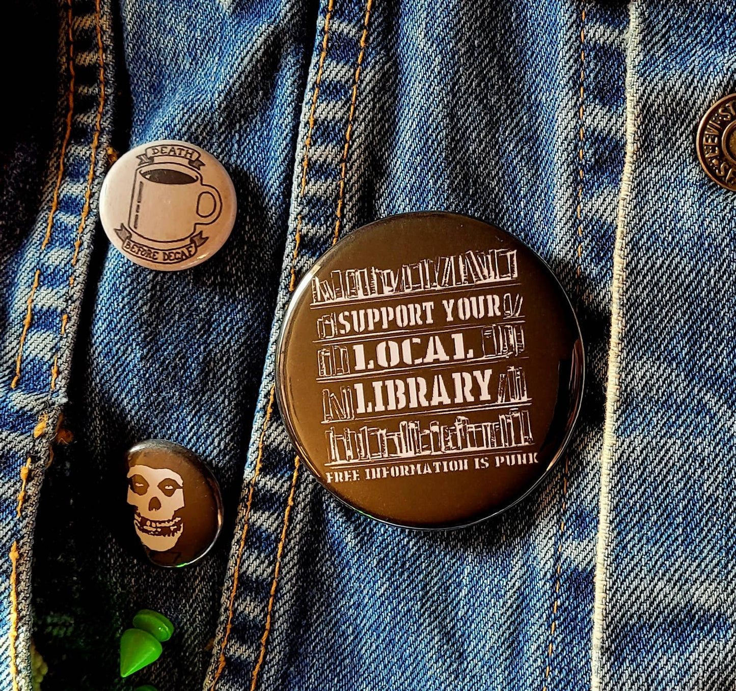 Femmearchist - Support Your Local Library Two Inch Button
