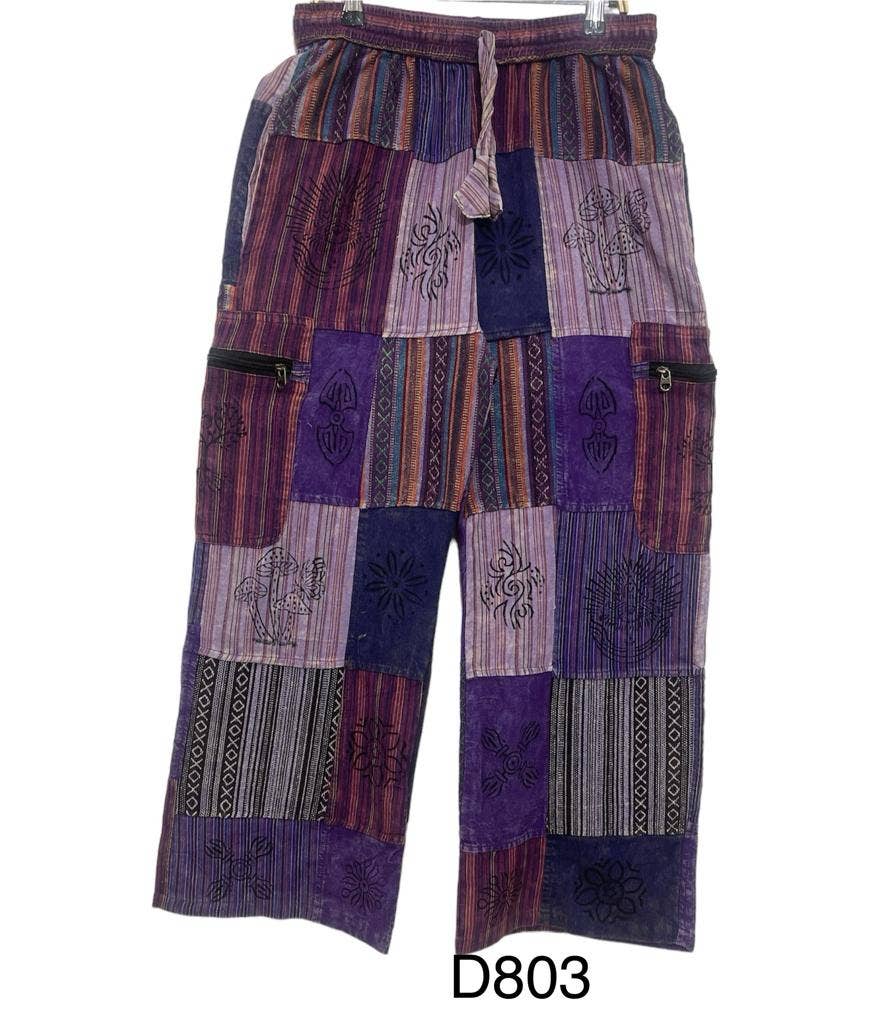 Rising International Inc - Cotton Multi Patch Block Print Zip pocket Pant D803