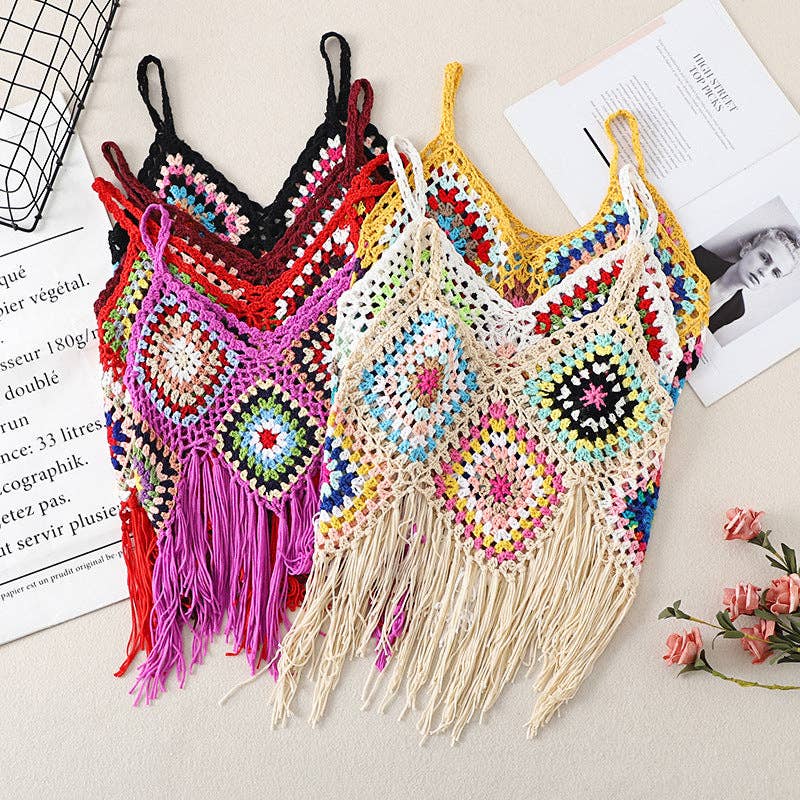 Funkyrel® Atzbranding Limited - Crosa - Bohemian Crochet Camisole Tank Top