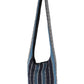 Woven Zip Top Hobo Shoulder Bag Navy Stripe