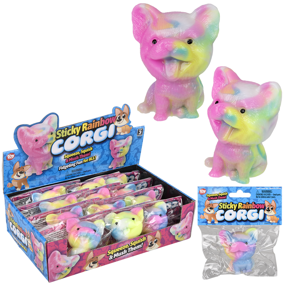 2.75" STICKY RAINBOW CORGI 1PC
