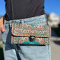 Umays Boho - Green Crossbody Bag, Rug Design Shoulder Bag, Small Cute Bag
