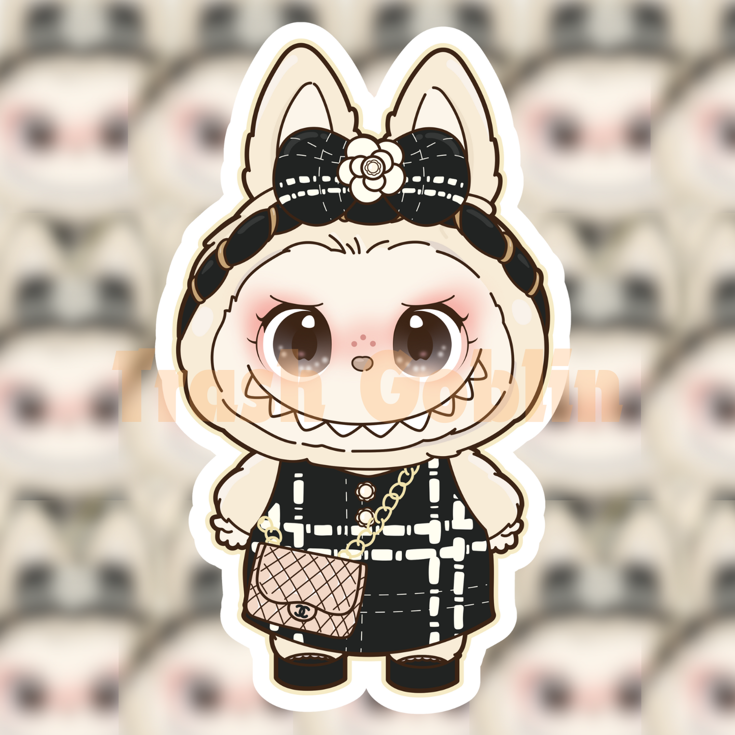 Black Tweed Dress Labubu Vinyl Sticker