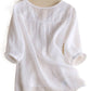 Ekartini - Linen Embroidered V-Neck Shirt