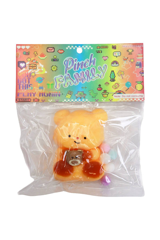 Teddy Bear Hugging Charm Pom Pom Sticky Mochi Squishy Bag -1PC