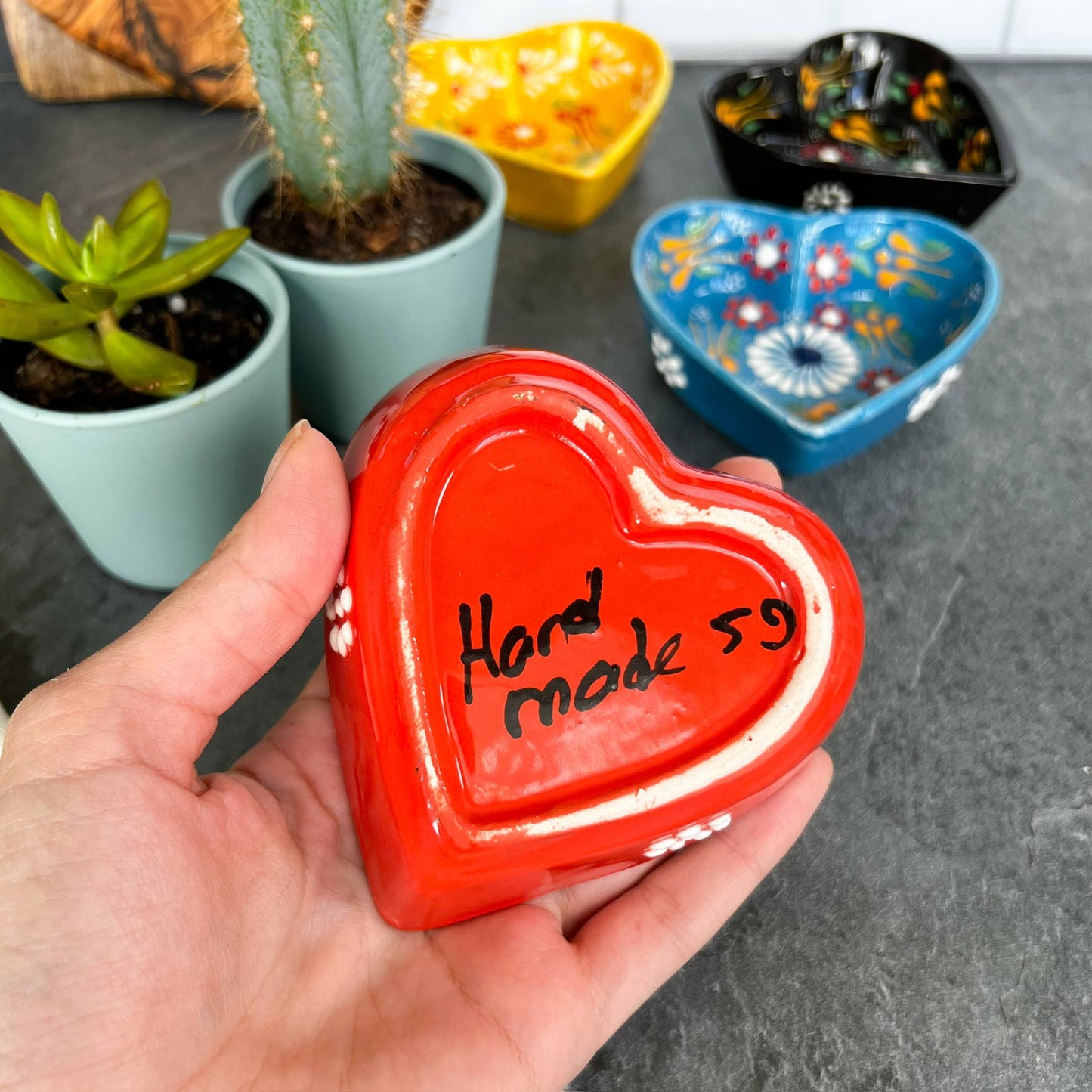 Umays Boho - Heart Shaped Trinket Dish, Pinch Bowls, Cute Kitchen Decor