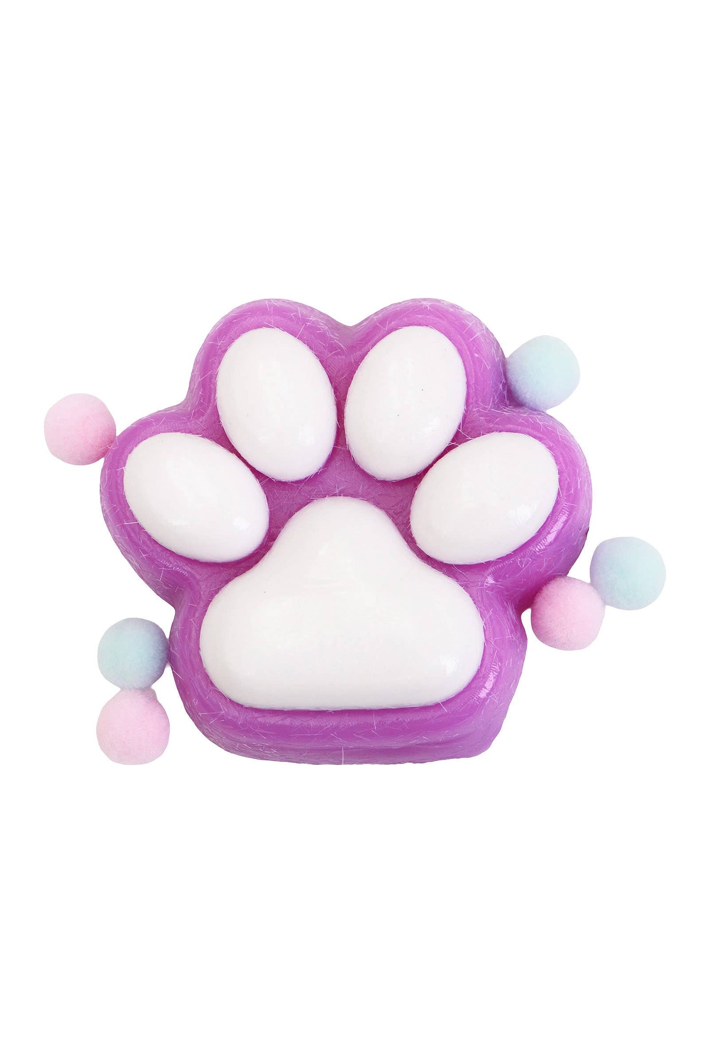 Animal Paw Lightly Flocked Pom Pom Sticky Mochi Squishy Bag -1PC