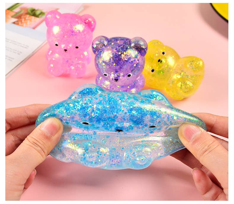 Cute Mini Glitter Bear Squishy Squeeze Toy