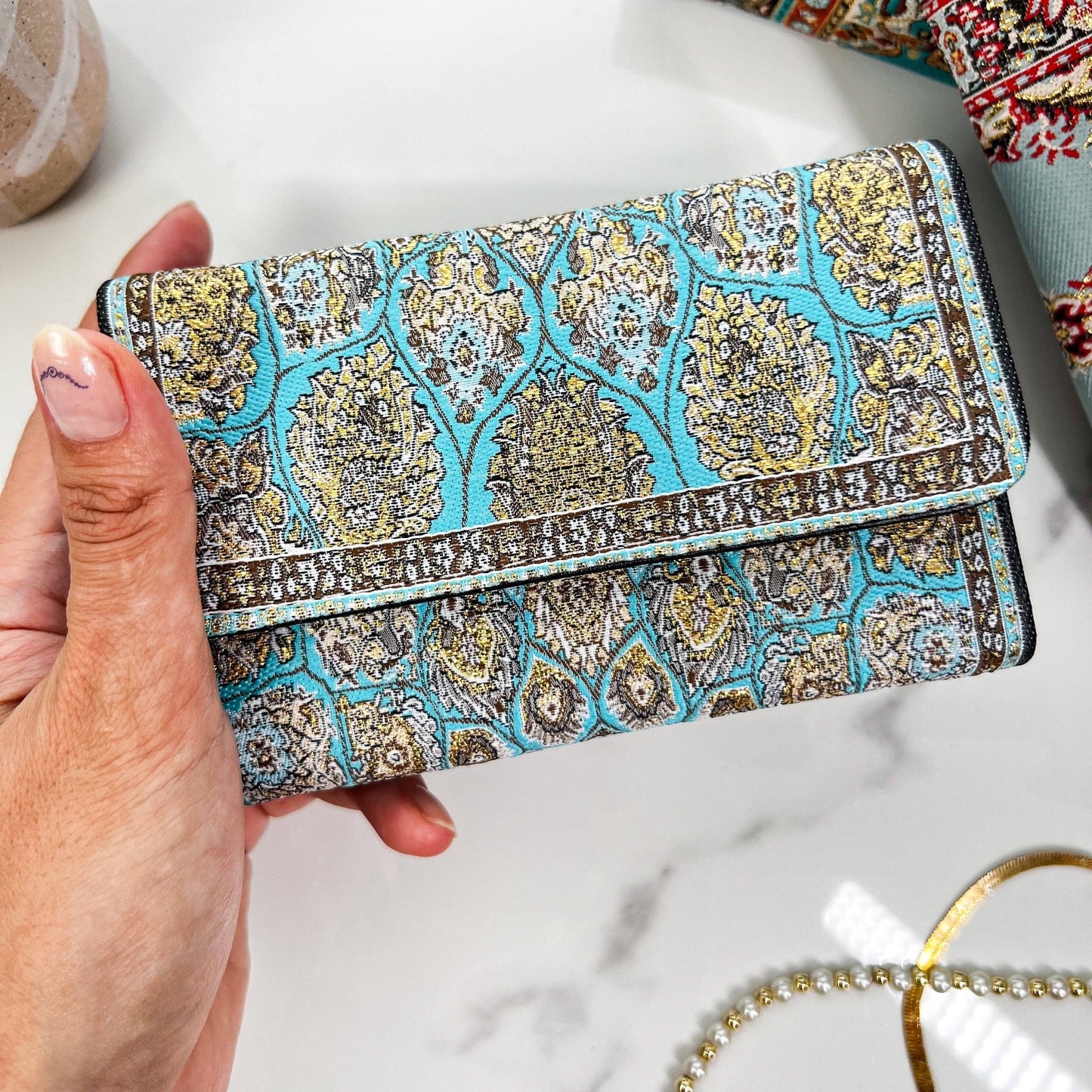 Umays Boho - Small Blue Wallet, Cute Boho Wallet, Handmade Wallet