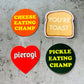 The Silver Spider - Pickle eating Champ Sticker 3” foodie restaurant deli gift