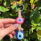Umays Boho - Macrame Keychain with Glass Evil Eye, Boho Keychain