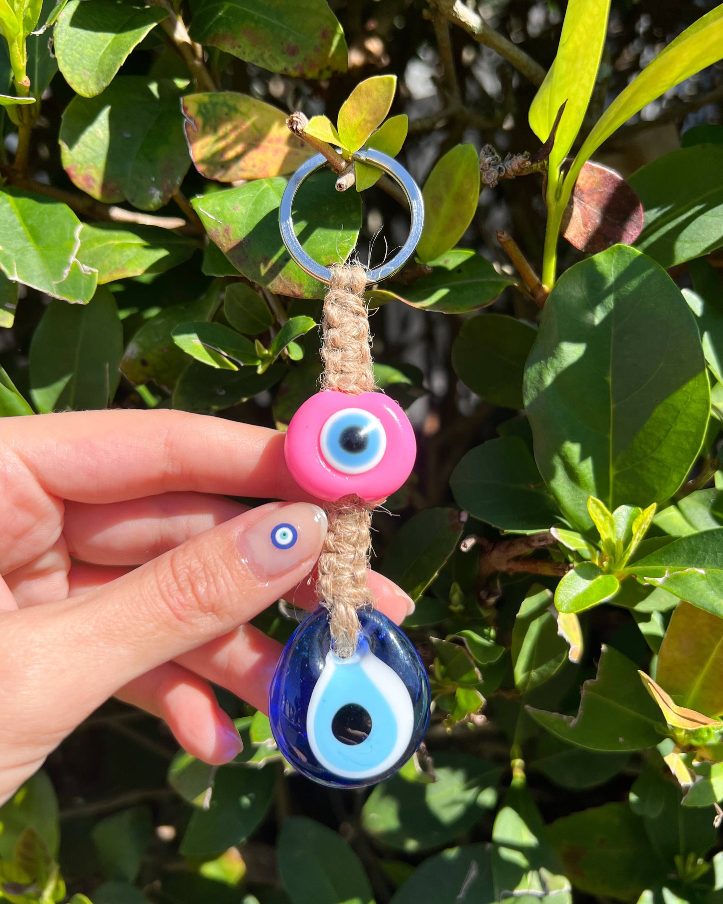 Umays Boho - Macrame Keychain with Glass Evil Eye, Boho Keychain