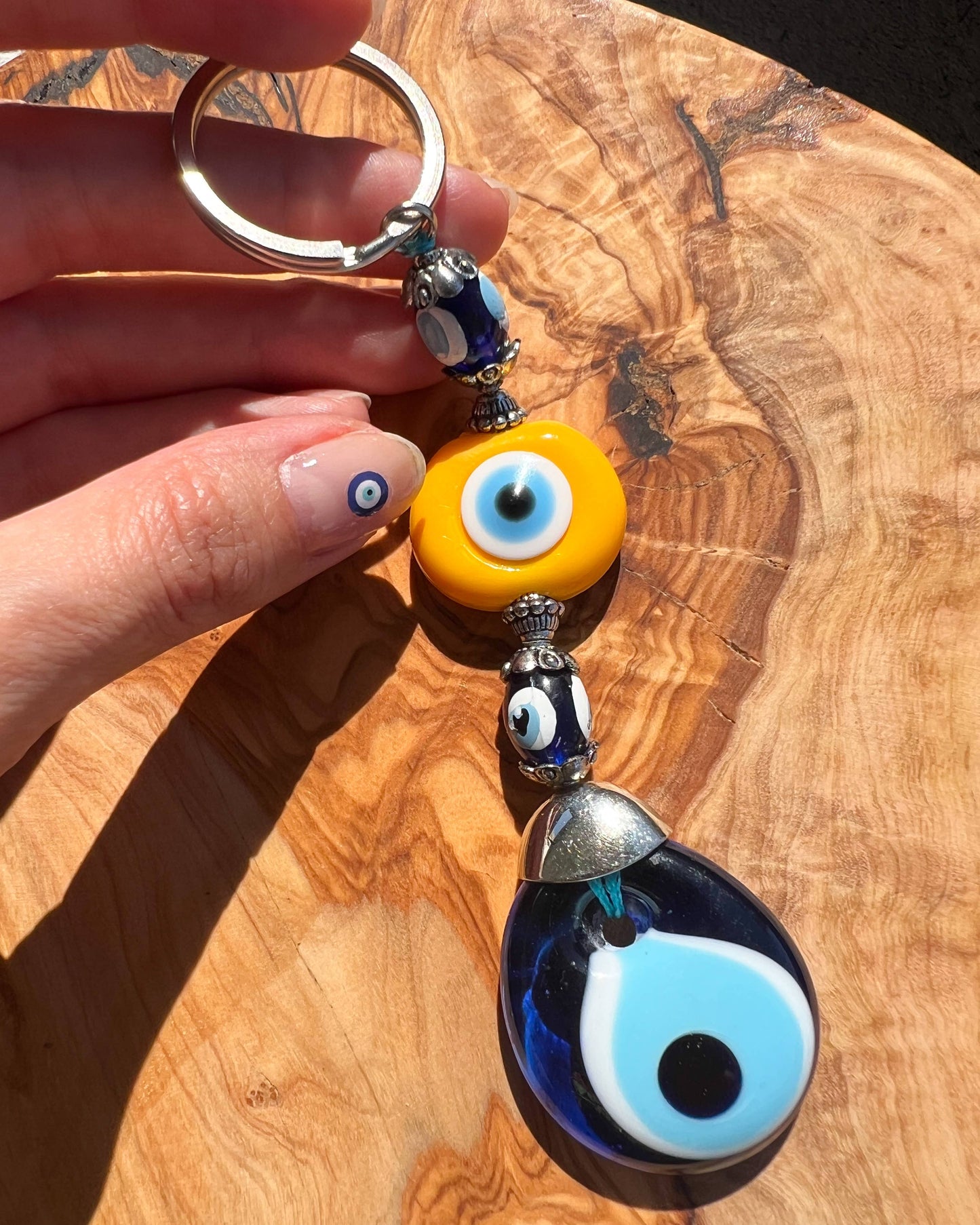 Umays Boho - Macrame Keychain with Glass Evil Eye, Boho Keychain