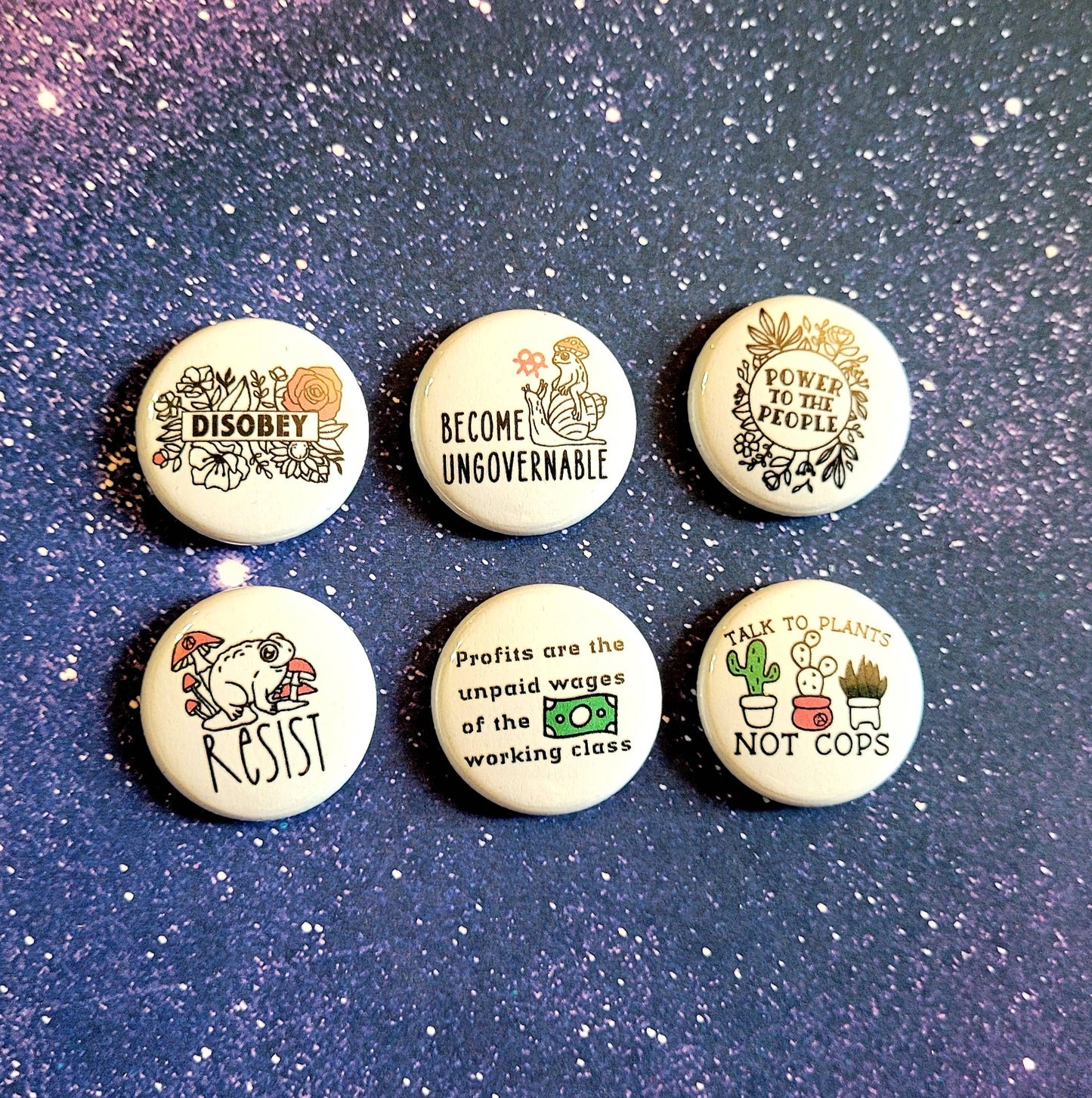 Femmearchist - Resist Anarchist Set of Buttons // One Inch Punk Button